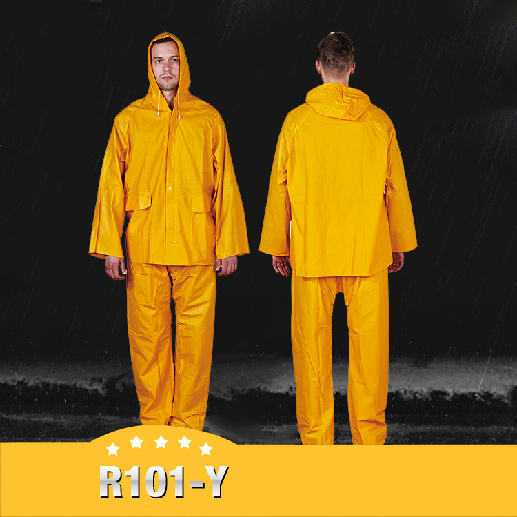 Rain suit hooded with elastic waist pants