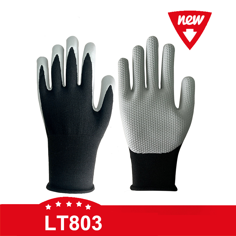 LT803 Polyester Liner with Latex Textured Surface  Safety Gloves