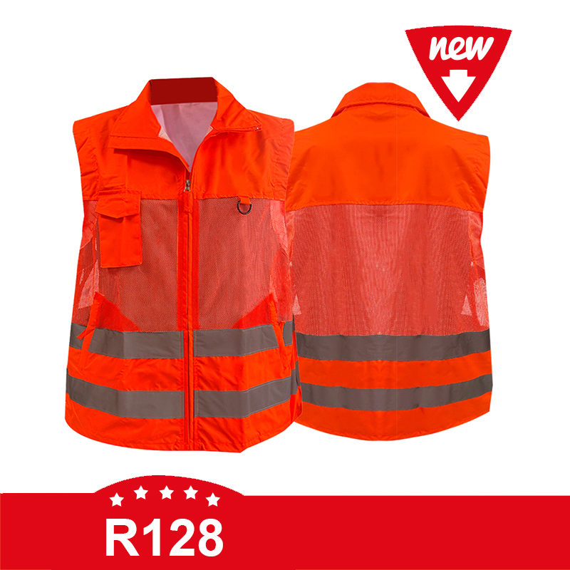 High-Visibility 150D Oxford Fabric Safety Vest with Waterproof Coating