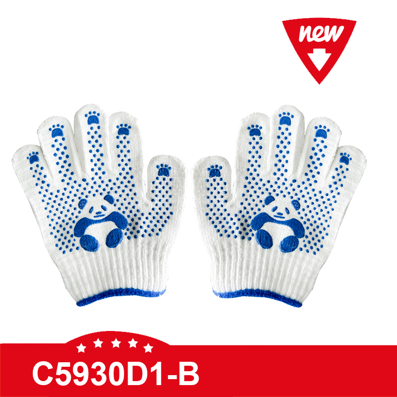 C5930D1-B One Side PVC Dots Bleached Cotton Safety Gloves