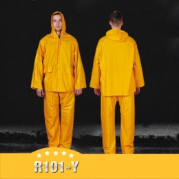 Rain suit hooded with elastic waist pants