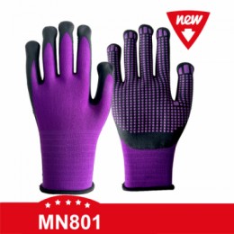 MN801 Knitted Nylon and Lycra Coating Nitrile Foam Safety Gloves
