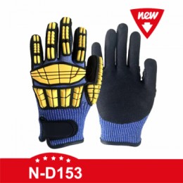 N-D153 13 G HPPE  Coating Sandy Nitrile With TPR Protection Safety Gloves
