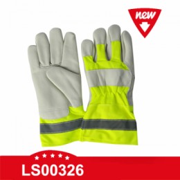 LS00326 Goatskin palm Lime color Winter Leather Work Gloves