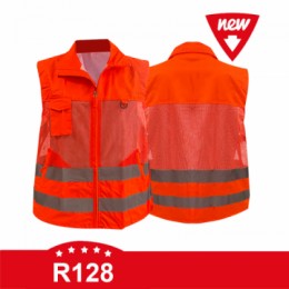 High-Visibility 150D Oxford Fabric Safety Vest with Waterproof Coating