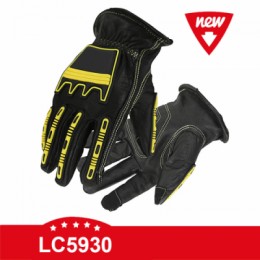 LC5930 TPR Impact protection Anti-cut Lining Cow Grain Leather Gloves