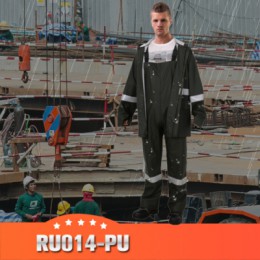 Rainsuit hooded with bib pants with high reflective tape