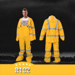 Rain suits hooded with bib pants,with high reflective,with shoes cover