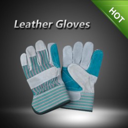 LC21231 Cow split leather gloves with double palm and reinforced index finger