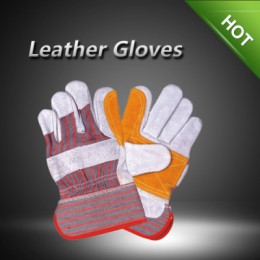LC21232 Cow split leather gloves with double palm and reinforced index finger