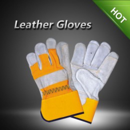 LC2336 Cow split leather gloves with double palm and finger