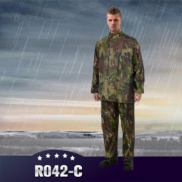 Rain suit hooded with elastic waist pants